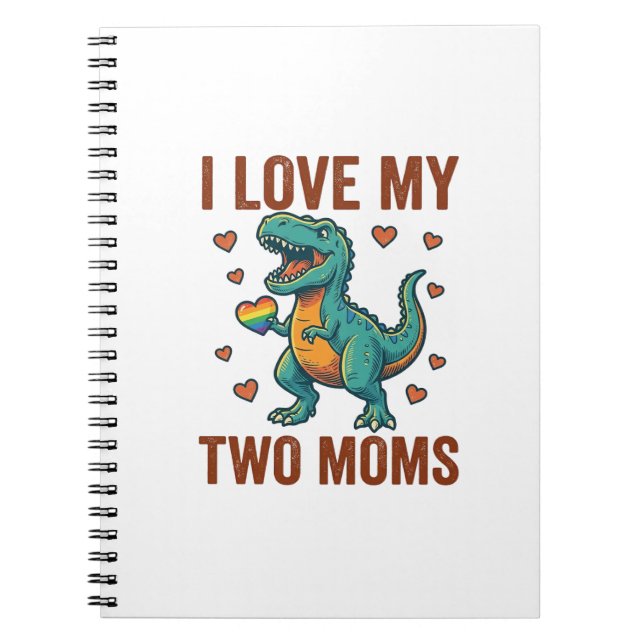 Two Moms Pride Dinosaur Vector T-Shirt Design_1 Anteckningsbok (Framsidan)