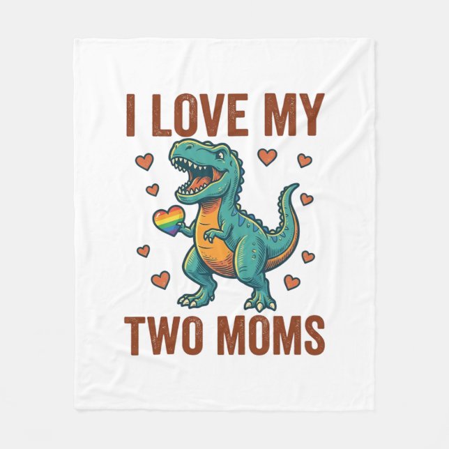 Two Moms Pride Dinosaur Vector T-Shirt Design_1 Fleecefilt (Framsidan)