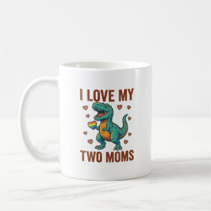 Two Moms Pride Dinosaur Vector T-Shirt Design_1 Kaffemugg