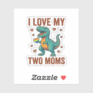 Two Moms Pride Dinosaur Vector T-Shirt Design_1 Klistermärken