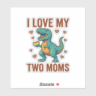 Two Moms Pride Dinosaur Vector T-Shirt Design_1 Klistermärken