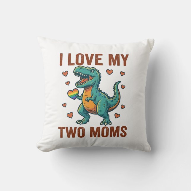 Two Moms Pride Dinosaur Vector T-Shirt Design_1 Kudde (Framsida)