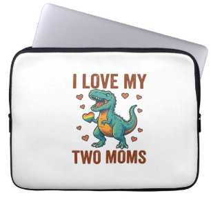 Two Moms Pride Dinosaur Vector T-Shirt Design_1 Laptop Fodral