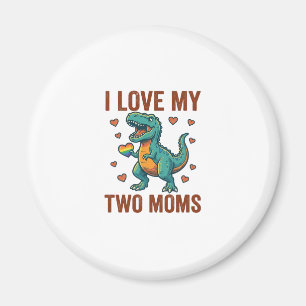 Two Moms Pride Dinosaur Vector T-Shirt Design_1 Magnet