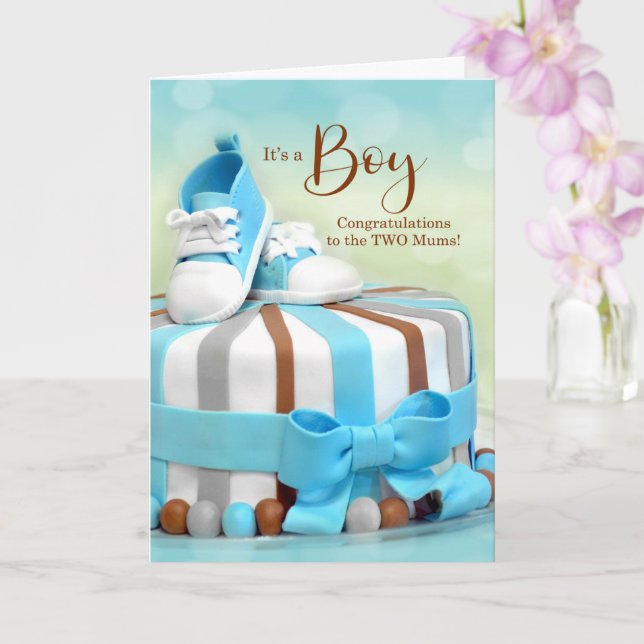 TWO MORSA Nyfödd bebis Boy Grattiss Kort (Orkide)