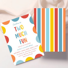 Two Much Fun 2nd Birthday Party Invitation Inbjudningar