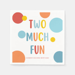 Two Much Fun Colorful 2nd Birthday Party Napkins Pappersservett