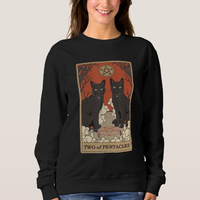 Two Of Pentacles Tarot Card Cat T Shirt (Framsida)