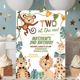 TWO på zoo pojk födselagsinbjudan Inbjudningar