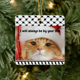 Two Photo Custom Text Keffiyeh Free Palestine Julgransprydnad Keramik