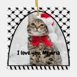 Two Photo Custom Text Keffiyeh Free Palestine Julgransprydnad Keramik