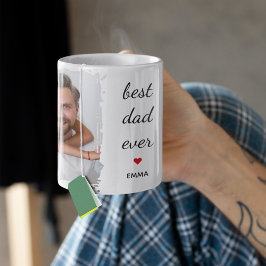 Two Photo Images l Best Dad Ever Cute Red Heart  Mugg