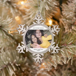 Two Photo Minimalist Best Friend Snöflinga Pewter Julgransprydnad