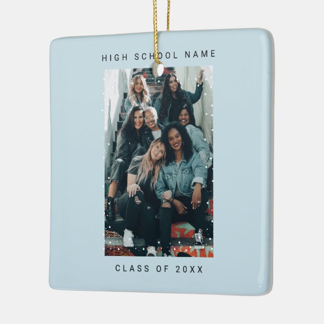 Two Photo Minimalist Snowfall School College Julgransprydnad Keramik (Vänster)