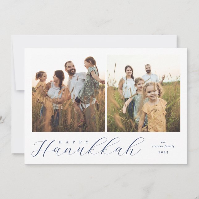 Two Photo Modern Hanukkah Julkort (Framsida)