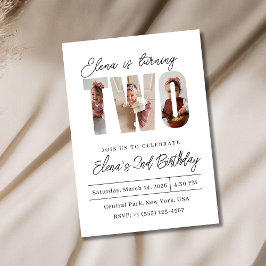 Two Photo Second Birthday Invitation Inbjudningar