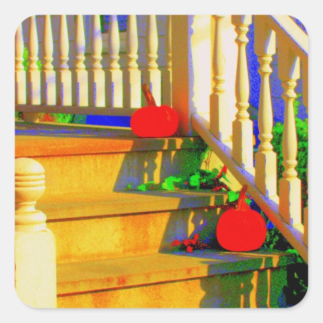 "Two Pumpkins" Stickers Fyrkantigt Klistermärke (Framsida)