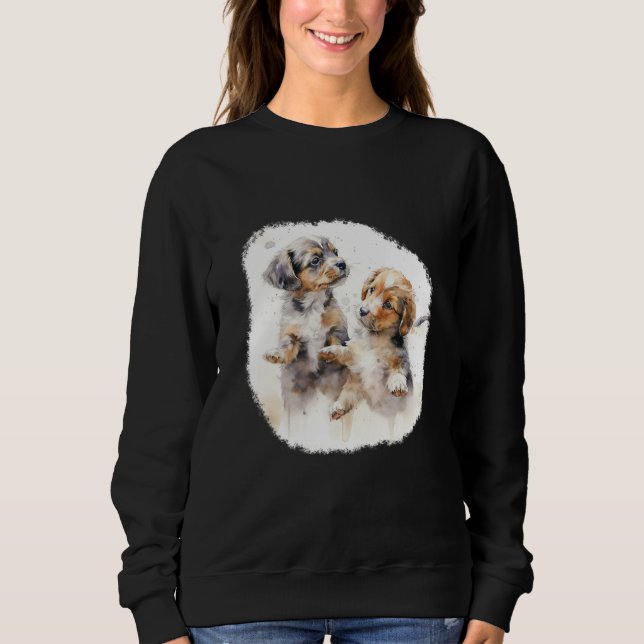 Two puppies in watercolour style t shirt (Framsida)