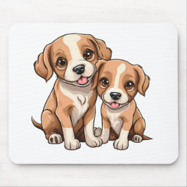 TWO PUPPIES Mouse Pad Musmatta