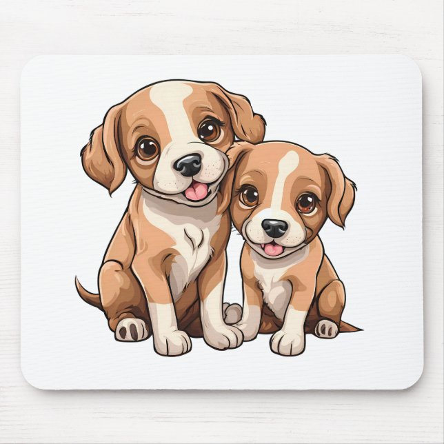 TWO PUPPIES Mouse Pad Musmatta (Framsidan)