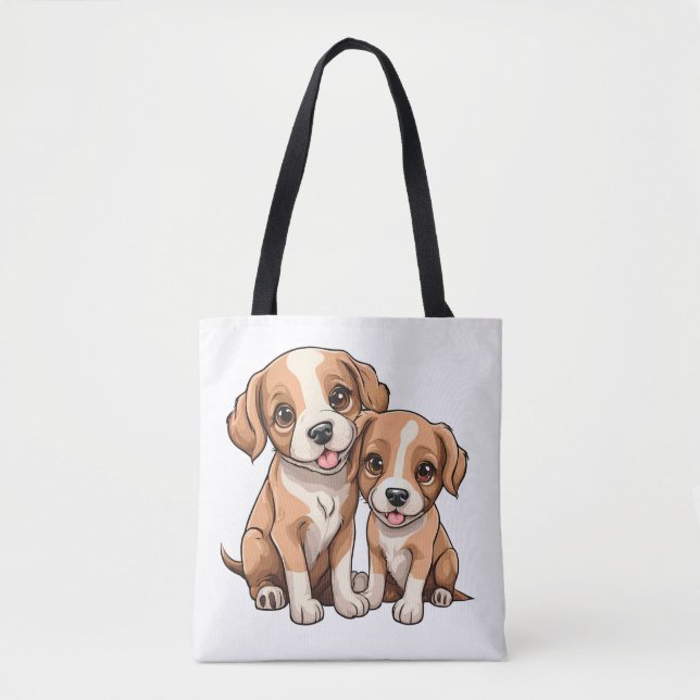 TWO PUPPIES Tote Bag Tygkasse (Framsida)