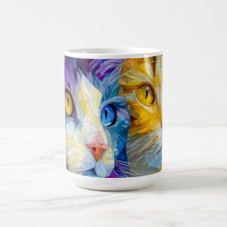 Two Purple and Yellow Cats Kaffemugg