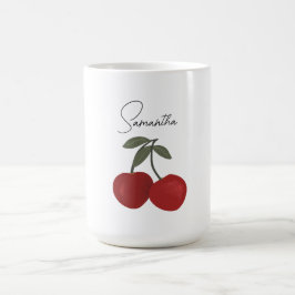 Two Red Cherries Illustration | Cute Fruit Art  Kaffemugg