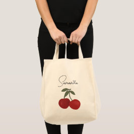 Two Red Cherries Illustration | Cute Fruit Art  Tygkasse
