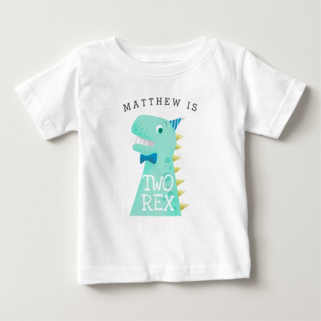TWO REX Birthday Boy Dinosaur T Shirt (Framsida)