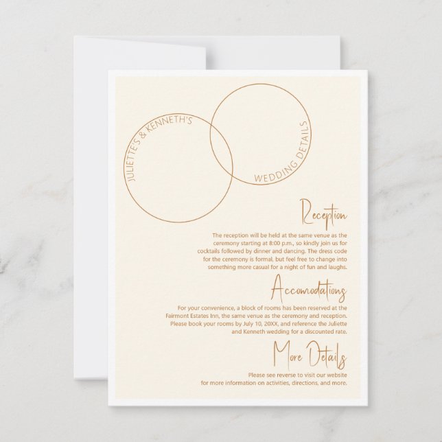 Two Rings Wedding Details Card Inbjudningar (Framsida)