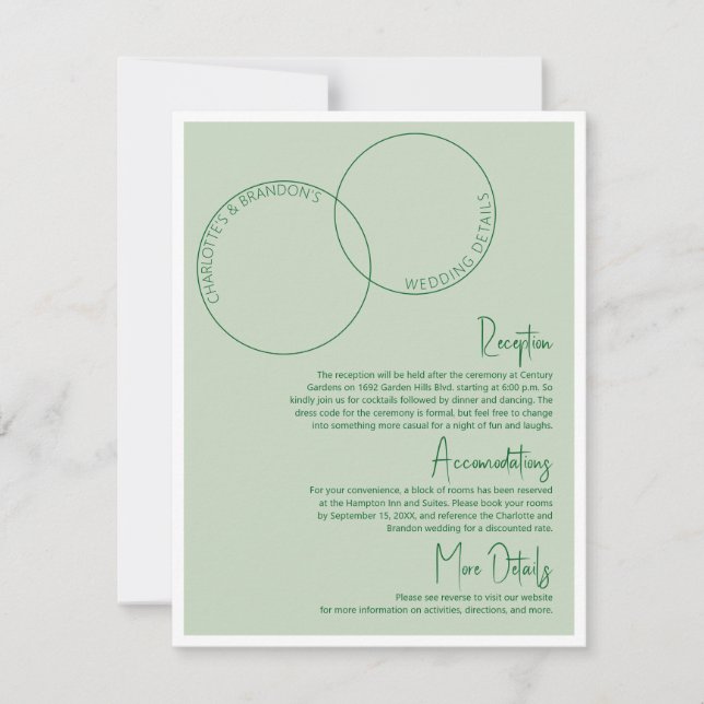 Two Rings Wedding Details Card Inbjudningar (Framsida)