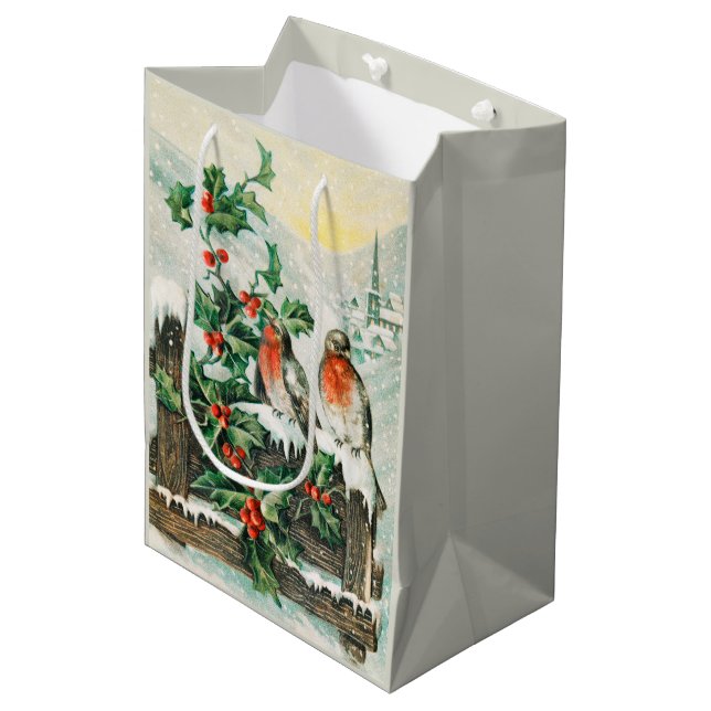 Two robins on a fence in the snow  (Framsidan Vinklad)