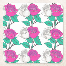 Two Rose Coaster Underlägg Papper Kvadrat