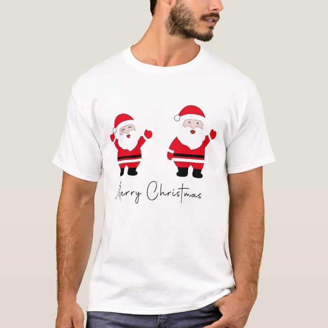 Two Santa Claus characters standing T Shirt (Framsida)