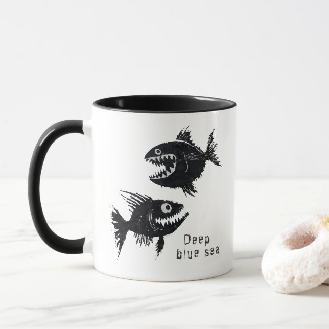 Two scary fish, personalized mugg (Med munk)