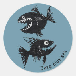 Two scary fish, personalized runt klistermärke