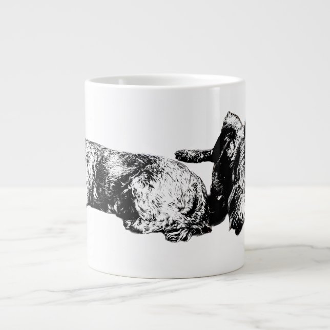 Two Schnauzers – Black & White Dog Mug Jumbo Mugg (Framsidan)