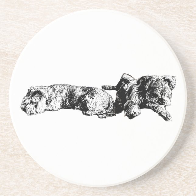 Two Schnauzers – Ink Art Dog Coaster Underlägg (Framsidan)