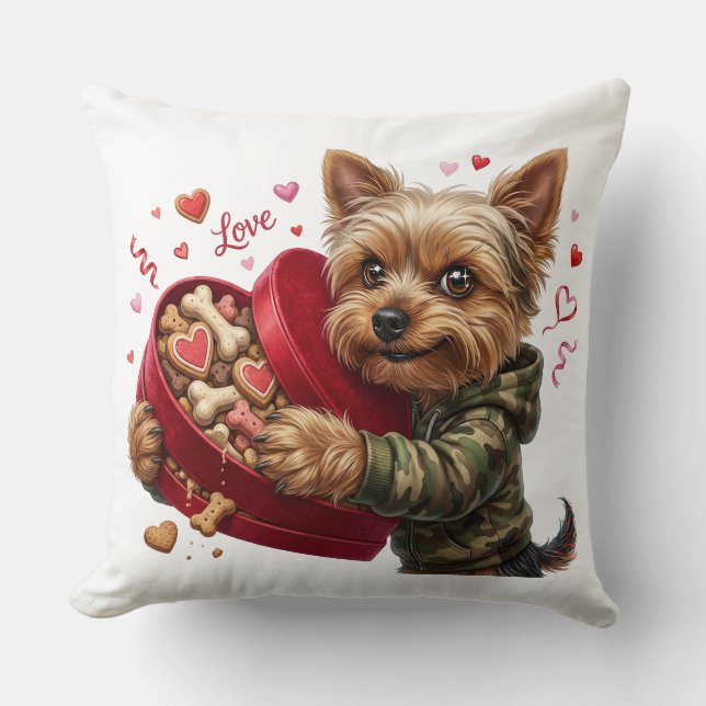 Two-Sided Yorkie Valentine Pillow | Love & Rebel Kudde (Framsida)