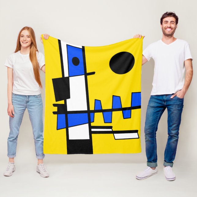 Two Sides Of Ethnicity Yellow Blue Black White Fleecefilt (På plats)