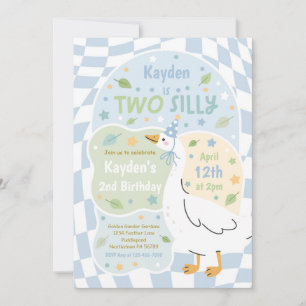 Two Silly Goose 2-års födelsedagsfest Vår Födelsed Inbjudningar