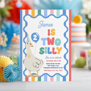 Two Silly Goose 2-års födelsedagsfest Vår Födelsed Inbjudningar