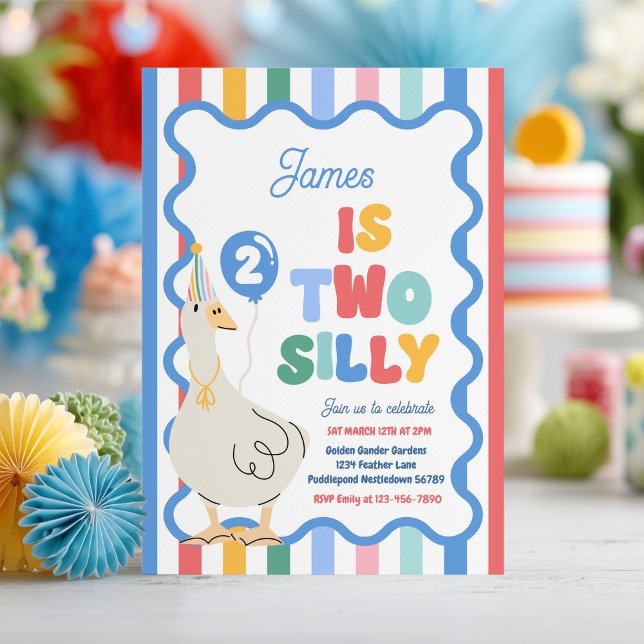 Two Silly Goose 2-års födelsedagsfest Vår Födelsed Inbjudningar (Skapare uppladdad)