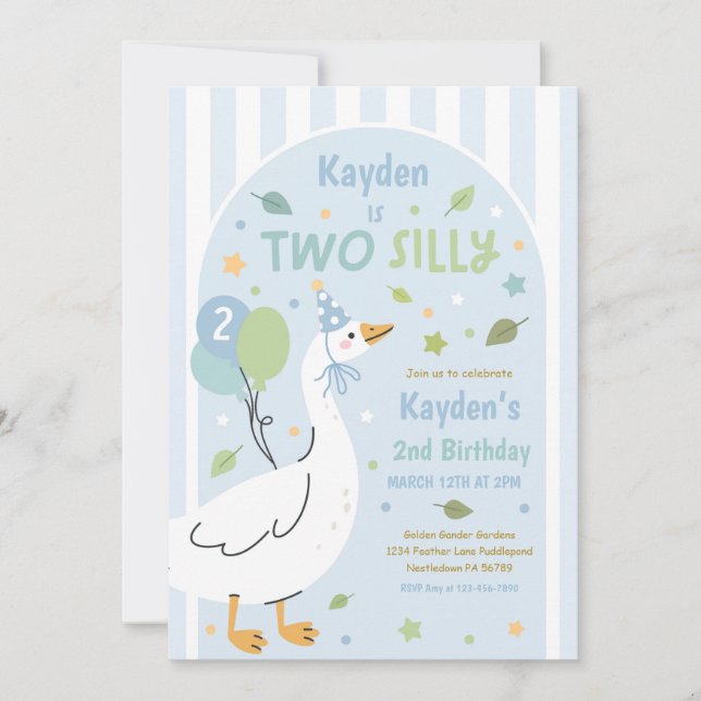Two Silly Goose 2-års födelsedagsfest Vårfödelseda Inbjudningar (Framsida)