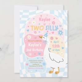 Two Silly Goose 2-års födelsedagsfest Vårfödelseda Inbjudningar