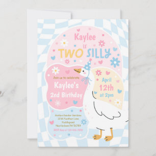 Two Silly Goose 2-års födelsedagsfest Vårfödelseda Inbjudningar