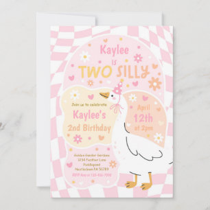 Two Silly Goose 2-års födelsedagsfest Vårfödelseda Inbjudningar