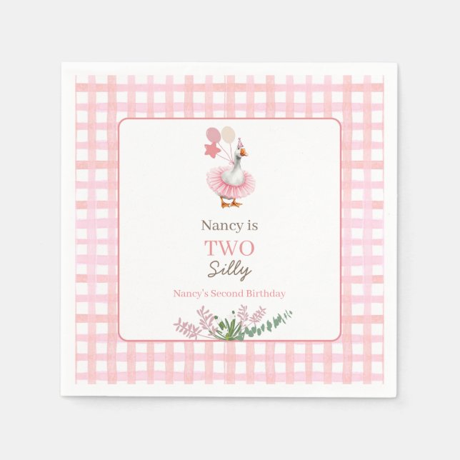 Two Silly Goose 2nd Birthday Pink  Pappersservett (Framsidan)