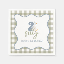 Two Silly Goose blue and green 2nd Birthday Pappersservett