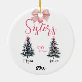 Two Sisters Christmas Tree With Custom Names Julgransprydnad Keramik